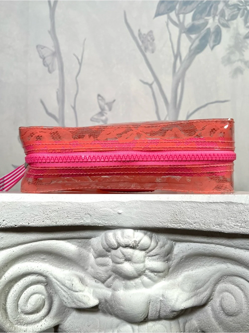 Victoria's Secret Neon Lace Clear Cosmetic Bag Set